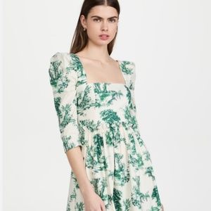 Cara Cara  Blue Hill Dress in Green Forest Toile